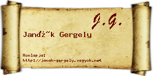 Janák Gergely névjegykártya
