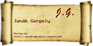 Janák Gergely névjegykártya